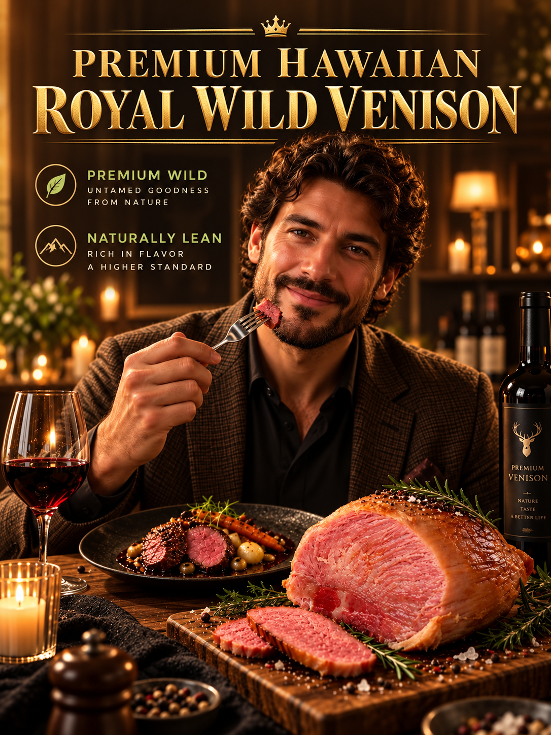 HAWAIIAN WILD VENISON · A RARE TASTE OF THE ISLANDS | Premium. Wild. Naturally Lean.-Sherry