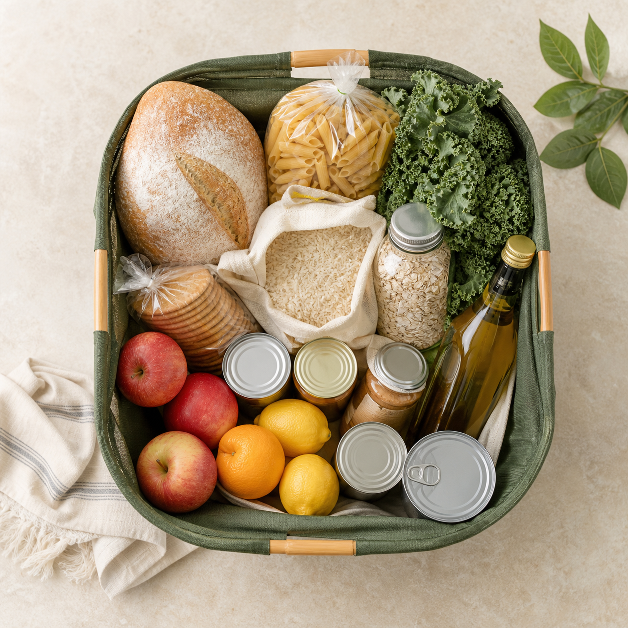 Basket of everyday groceries